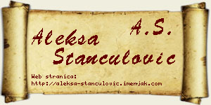 Aleksa Stančulović vizit kartica